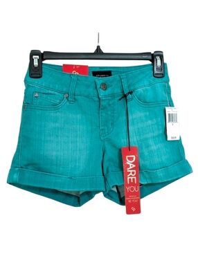 NEW Celebrity Pink Stretchy Teal Denim Shorts - Size 0 Womens 24 Blue Green Jean
